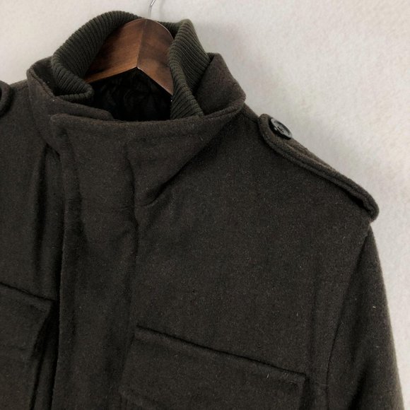 Tasso Elba Men's Size Medium Brown Wool Blend Long Sleeve Full Zip Jacket Coat - Picture 4 of 10